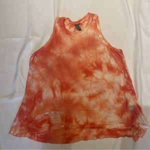 Sweaty Betty Orange and White Tie Dye Tank